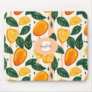 Tapis De Souris Motif de fruits d'agrumes avec Feuilles verts