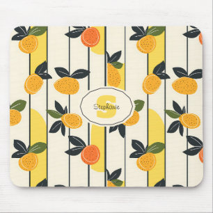 Tapis De Souris Motif de fruits d'agrumes avec Feuilles verts (2)