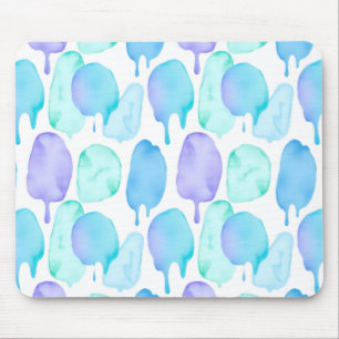 Tapis De Souris Motif de gouttelette d'aquarelle turquoise bleu