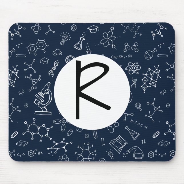 Tapis De Souris Motif de gribouillage de science / chimie monogram (Devant)