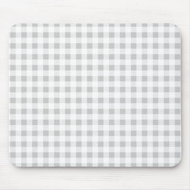 Tapis De Souris Motif de guingan de blanc gris (Devant)