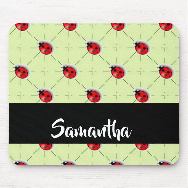 Tapis De Souris Motif de ladybugs de nom personnalisé (Devant)