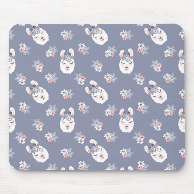 Tapis De Souris Motif de lamas et de fleurs (Devant)