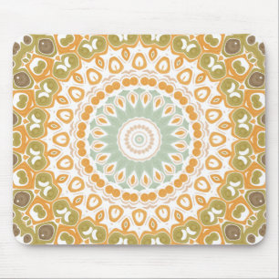 Tapis De Souris Motif de mandala en ambre doux et sauge