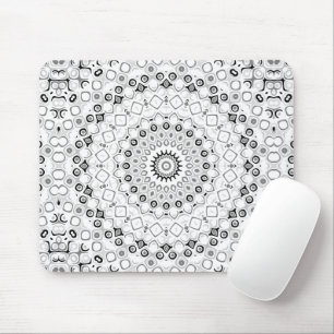 Tapis De Souris Motif de mandala géométrique noir et blanc