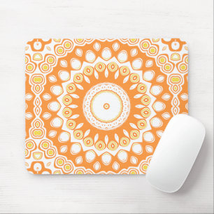 Tapis De Souris Motif de mandala rayonnant orange et jaune