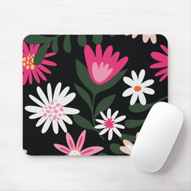 Tapis De Souris Motif de marguerite rose et blanc (Avec souris)