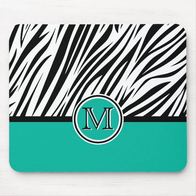 Tapis De Souris Motif de monogramme bleu turquoise (Devant)