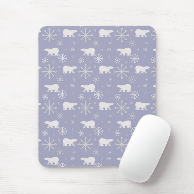 Tapis De Souris Motif de Noël avec ours polaires et flocons de nei (Avec souris)