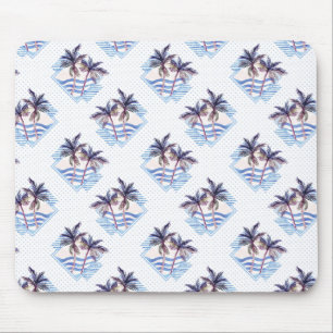 Tapis De Souris Motif de palmiers géométriques couleur aquarelle