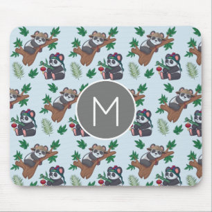 Tapis De Souris Motif de pandas chinois mignons avec monogramme