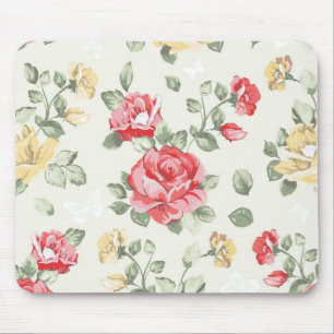 Tapis De Souris Motif de papier peint d'élégance des roses roses