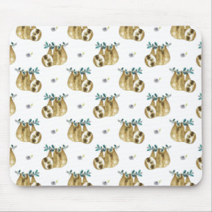 Tapis De Souris Motif de paresse d'aquarelle de tarte de Cutie