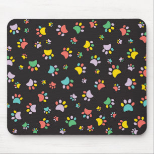 Tapis De Souris Motif de pattes de chien colorées