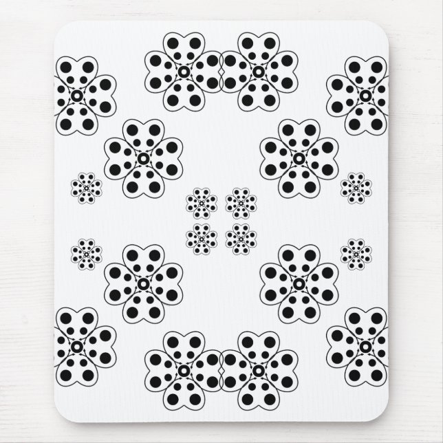 Tapis De Souris Motif de pétales à points de polka (Devant)