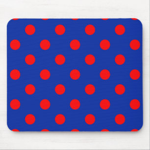 Tapis De Souris Motif de pois rouges sur fond bleu 