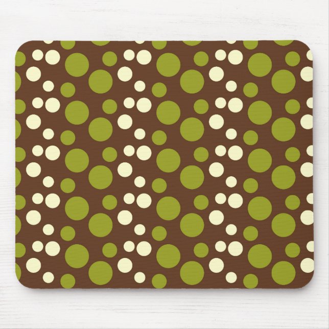 Tapis De Souris Motif de pois vert de brun de blanc (Devant)