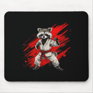 Tapis De Souris Motif de Raton laveur de Karate Taekwondo Jiu-Jits