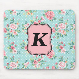 Tapis De Souris Motif de rose de cru avec le monogramme