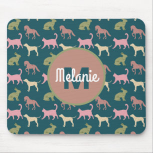Tapis De Souris Motif de silhouettes d'animaux Chien Chat Cheval