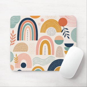 Tapis De Souris Motif de surface abstrait en arc de prisme pastel