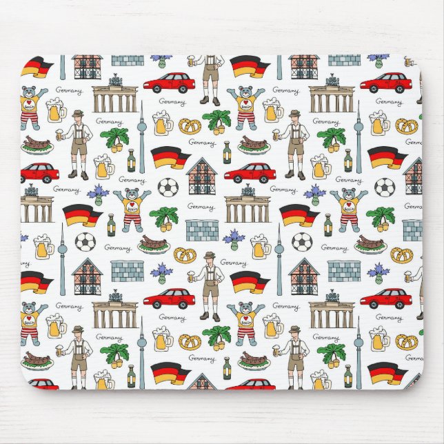 Tapis De Souris Motif de symboles de l'Allemagne | (Devant)