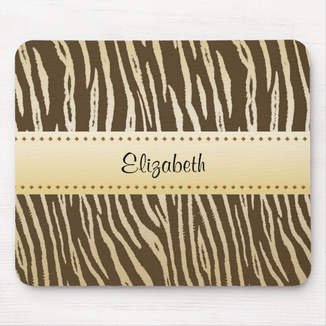 Tapis De Souris Motif de tigre Élégant Brown Gold Bandes d'animaux (Devant)
