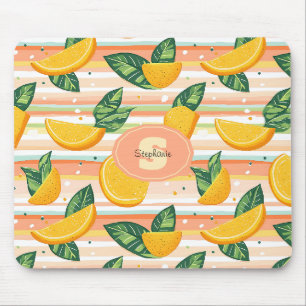 Tapis De Souris Motif de tranche orange avec Feuilles verts sur Pa
