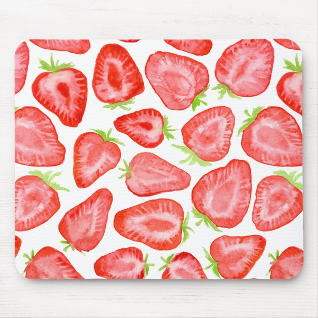 Tapis De Souris Motif de tranches de fraise d'aquarelle (Devant)
