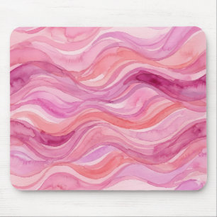 Tapis De Souris Motif de vagues à l'aquarelle rose