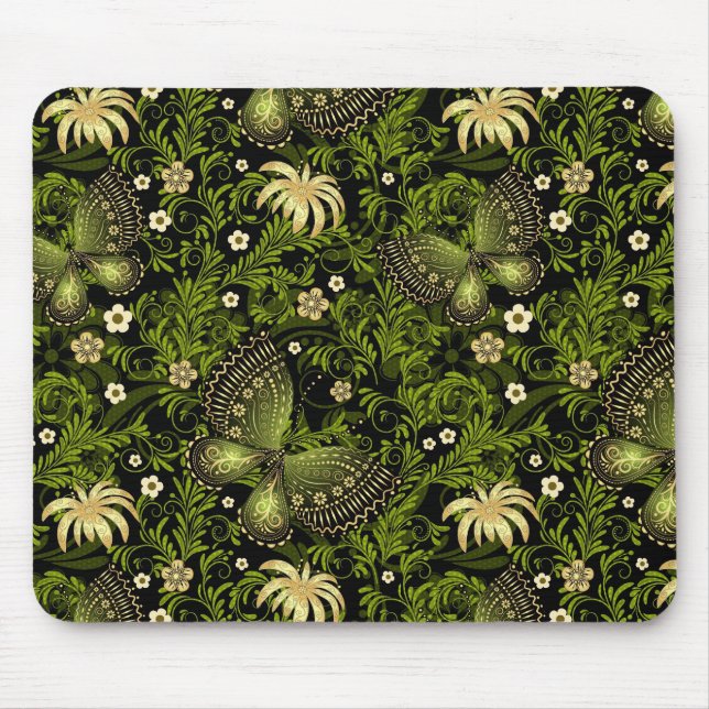 Tapis De Souris Motif de Vert-or de ressort (Devant)