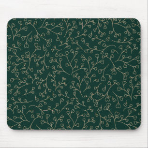 Tapis De Souris Motif de vigne botanique vert émeraude et or foncé
