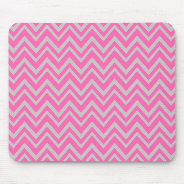 Tapis De Souris Motif de Zigzag rose et gris chaud (Devant)