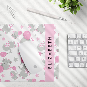 Tapis De Souris Motif D'Eléphants, Eléphants Mignons, Votre Nom