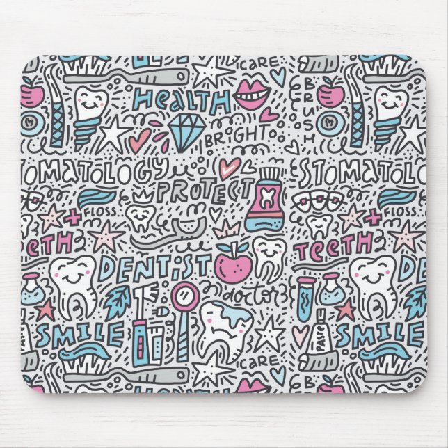 Tapis De Souris Motif dentaire de bande dessinée (Devant)
