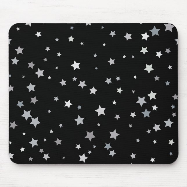 Tapis De Souris Motif des étoiles d'argent mignonnes | Toute coule (Devant)