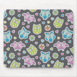 Tapis De Souris motif des hiboux de bande dessinée