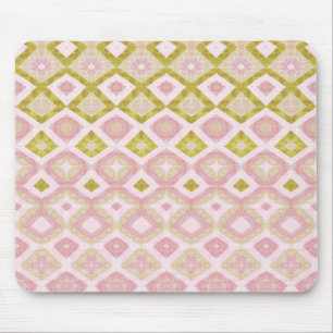 Tapis De Souris Motif diamant géométrique en rose et vert olive