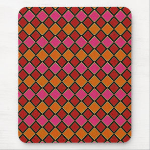 Tapis De Souris Motif diamant Harlequin vibrant en rouge, orange,