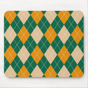 Tapis De Souris Motif diamant Jacquard de moutarde beige vert rétr