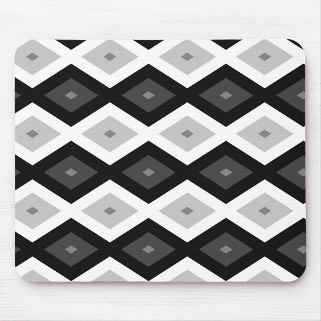 Tapis De Souris Motif diamant noir, blanc et gris (Devant)