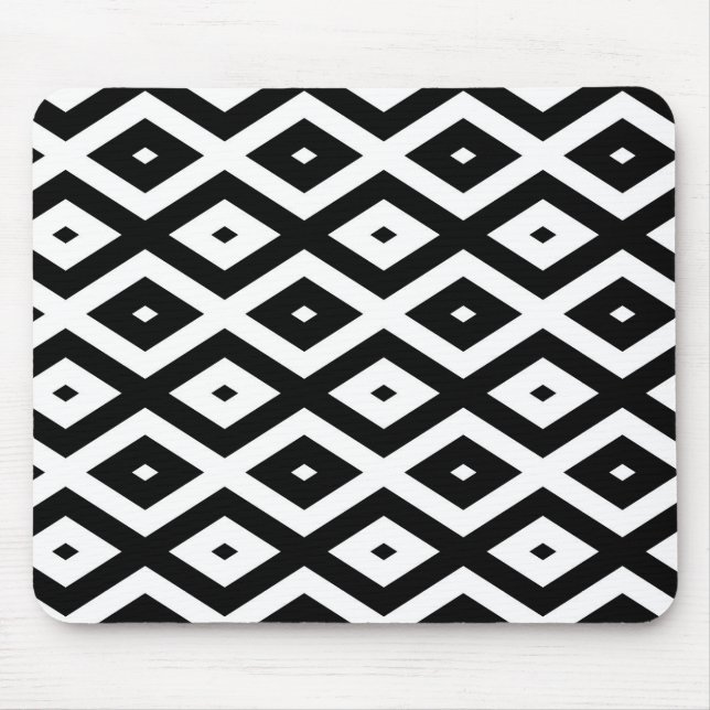 Tapis De Souris Motif diamant noir et blanc (Devant)