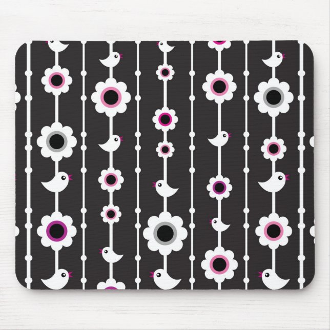 Tapis De Souris motif d'oiseau et de fleurs (Devant)