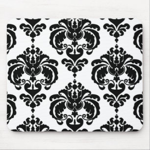 Tapis De Souris Motif élégant moderne damassé noir et blanc