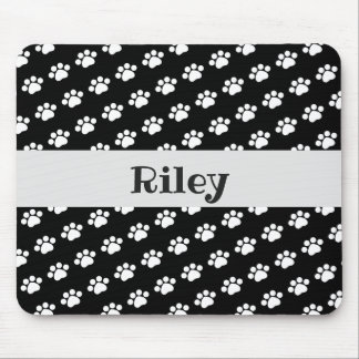 Tapis De Souris Motif Empreinte de patte blanc personnalisé