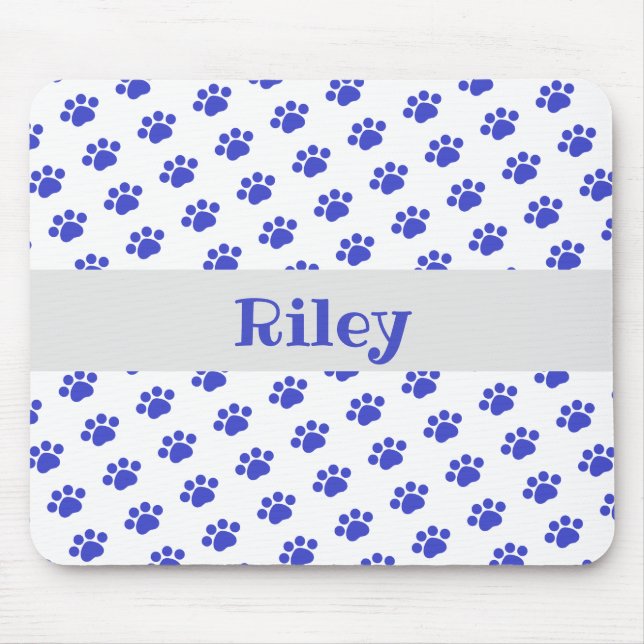 Tapis De Souris Motif Empreinte de patte bleu personnalisé (Devant)