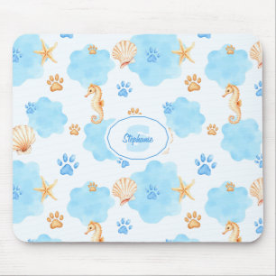 Tapis De Souris Motif Empreinte de patte d'inspiration océanique a