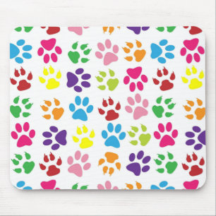 Tapis De Souris Motif Empreintes de Pattes Couleurs Vives