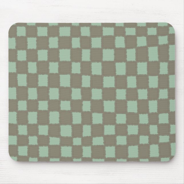 Tapis De Souris Motif en damier bleu et gris élégant moderne (Devant)