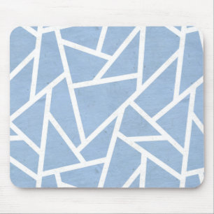 Tapis De Souris Motif en mosaïque bleu pâle et blanc